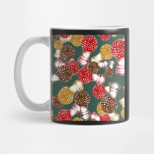 Fall Amanitas on Dark Teal Mug